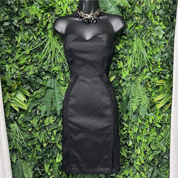 ZAC POSEN Z SPOKE Dress Women 0 Black Strapless Mini Cocktail Party Bodycon 2056 - Picture 5 of 9